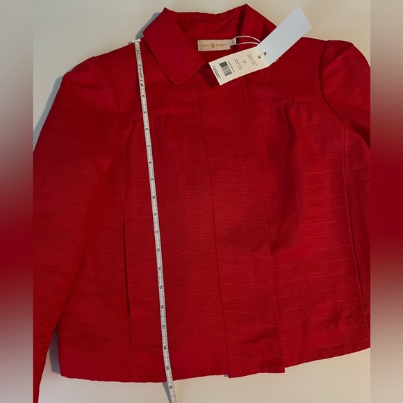 Tory Burch Landry Cropped Dress Jacket size 8 carnival red textured holiday - Picture 11 of 12